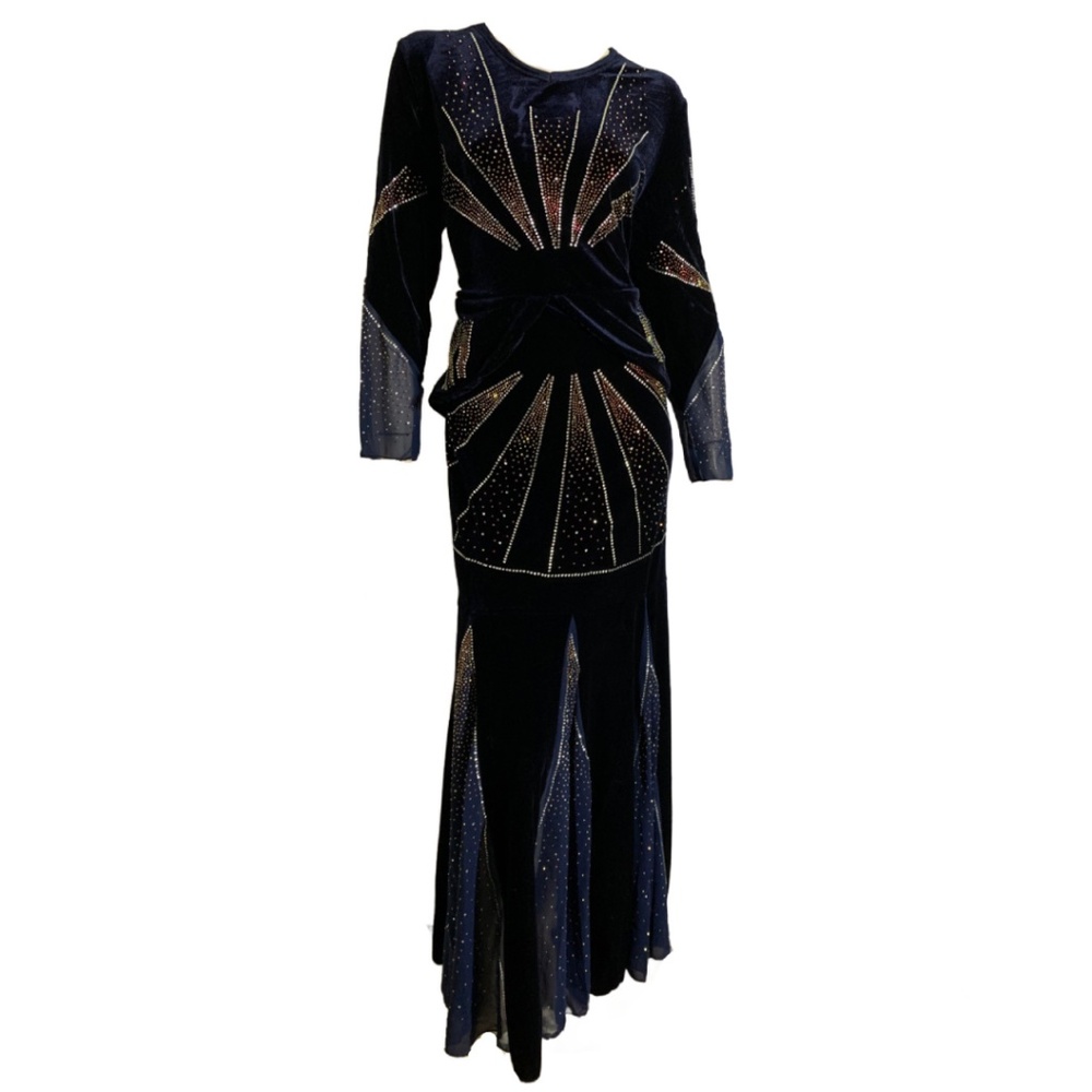 Elegant Black and Gold Starburst Maxi Dress